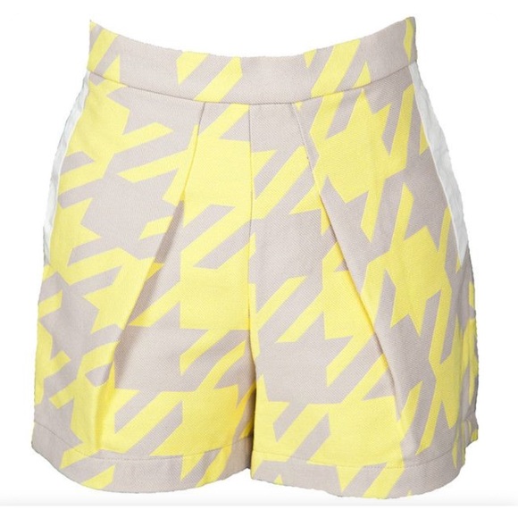 Timo Weiland Pants - Timo Weiland yellow houndstooth shorts